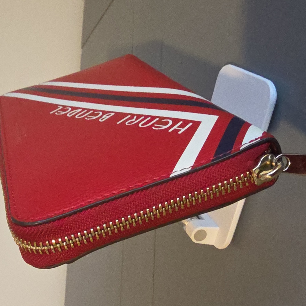 HENRI BENDEL NEW YORK Red Stripe Zip Around Long Wallet - Picture 3 of 13